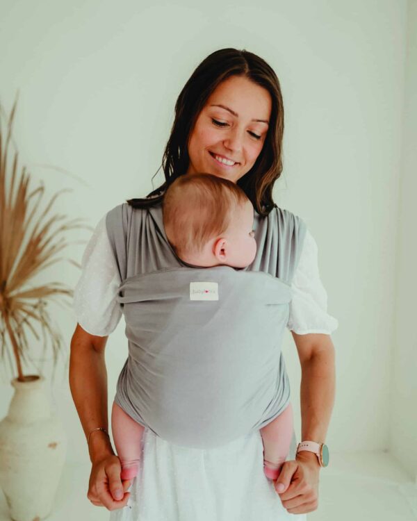 Écharpe de portage Babylonia en coton bio – Nuage d’argent