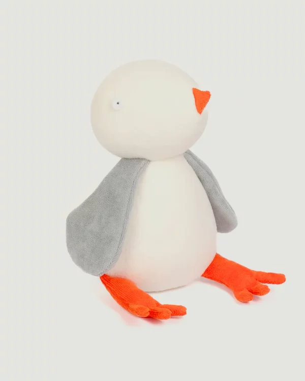 Peluche mouette Adada “Josette” – corps blanc, ailes grises, pattes orange ; tissus sans produits chimiques, certifiée OEKO-TEX, made in EU.