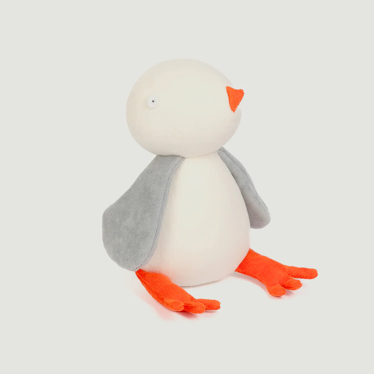 Peluche mouette Adada “Josette” – corps blanc, ailes grises, pattes orange ; tissus sans produits chimiques, certifiée OEKO-TEX, made in EU.