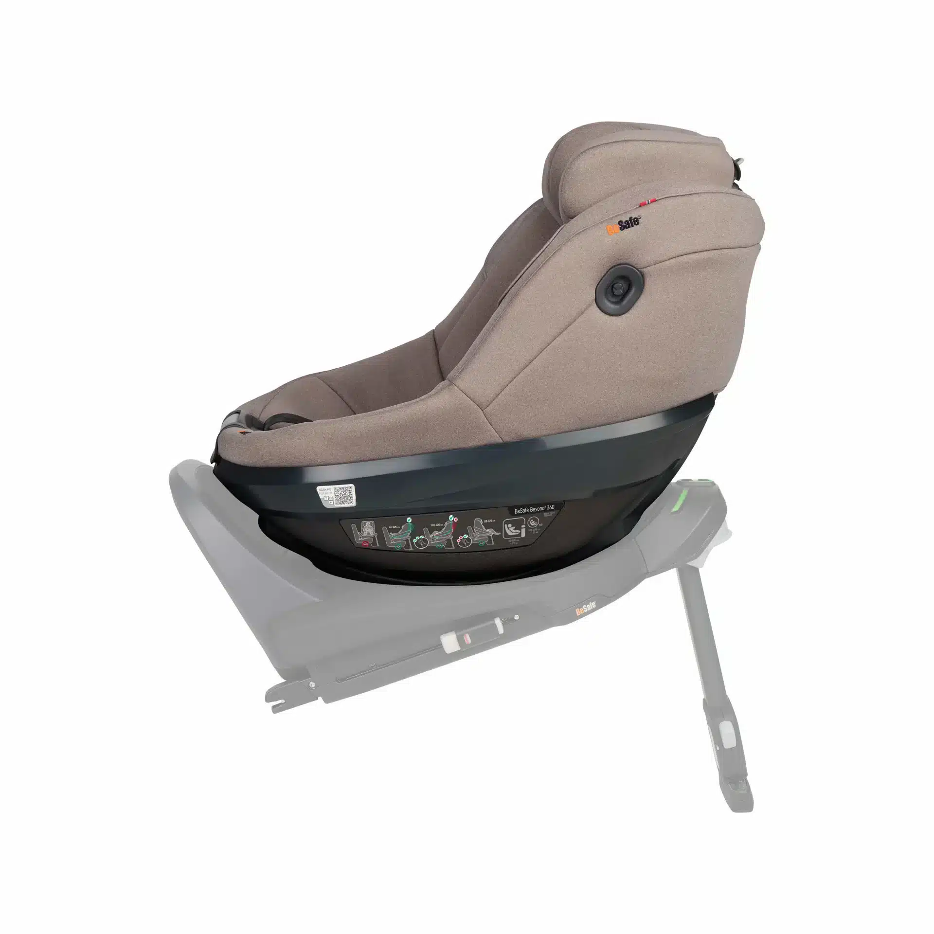 Siège auto BeSafe Beyond² 360 dark sand dos à la route sur base ISOFIX Beyond Base