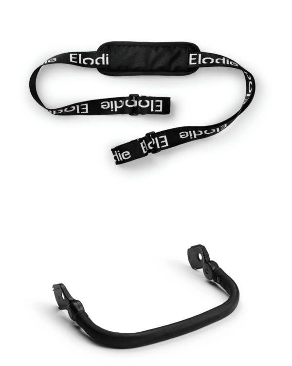 Pack Aventure Elodie MONDO en noir avec sangle de transport et barre de sécurité pour poussette