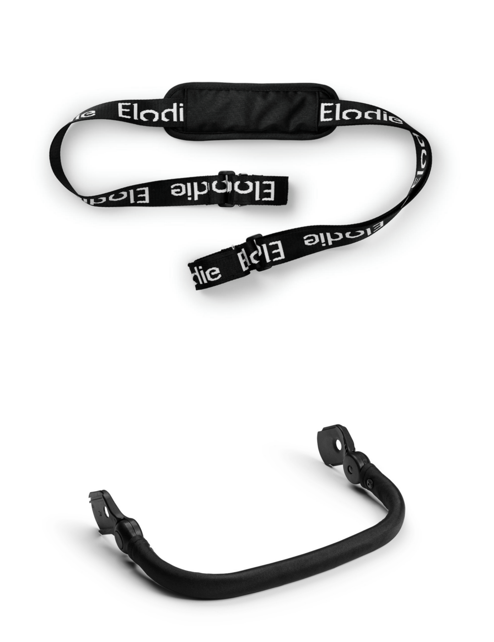 Pack Aventure Elodie MONDO en noir avec sangle de transport et barre de sécurité pour poussette