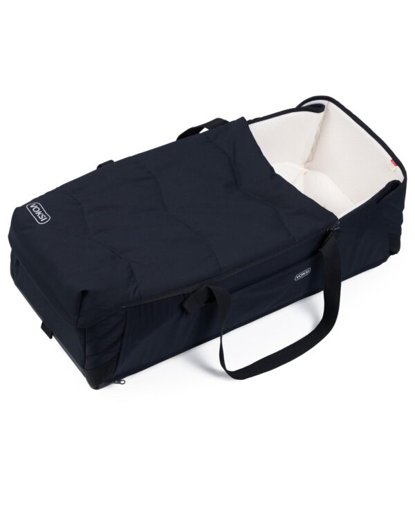 Couffin bébé Voksi Carry Me Black/Cream avec couverture zippée, protection coupe-vent pour sorties et siestes