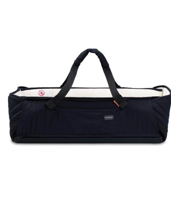 Couffin de portage bébé Voksi Carry Me Black/Cream avec poignées de transport, nacelle souple sécurisée pour nouveau-né