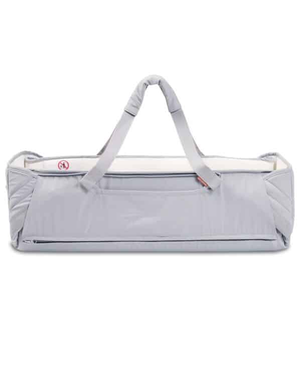 Nacelle souple Voksi Carry Me Grey/Cream avec poignées de portage, intérieur respirant et sécurisé