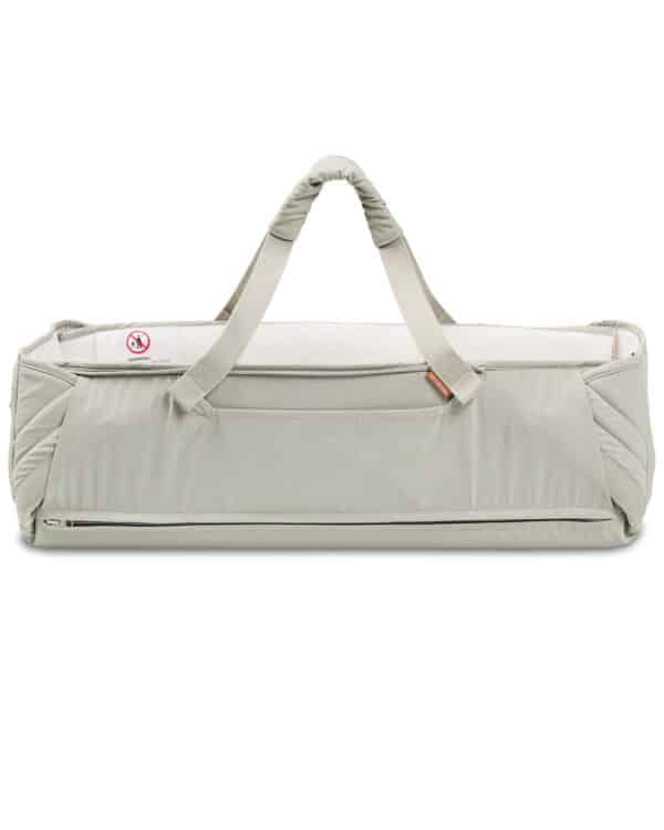 Voksi Carry Me Misty Green Cream vue de face avec anses de transport