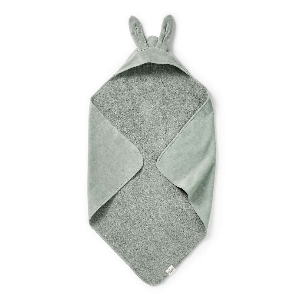 Cape de bain à capuche Elodie Mineral Green en coton absorbant pour bébé