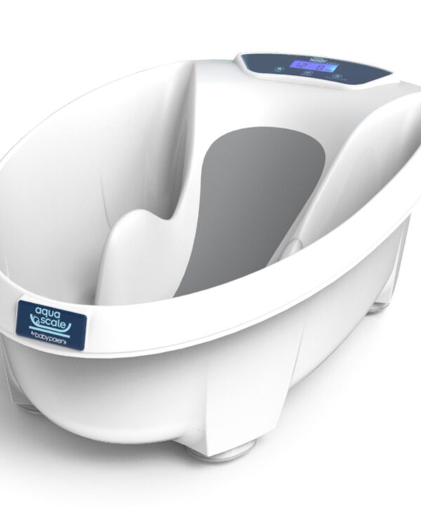 Baignoire bébé Aquascale Baby Patent blanche avec balance et thermomètre intégrés