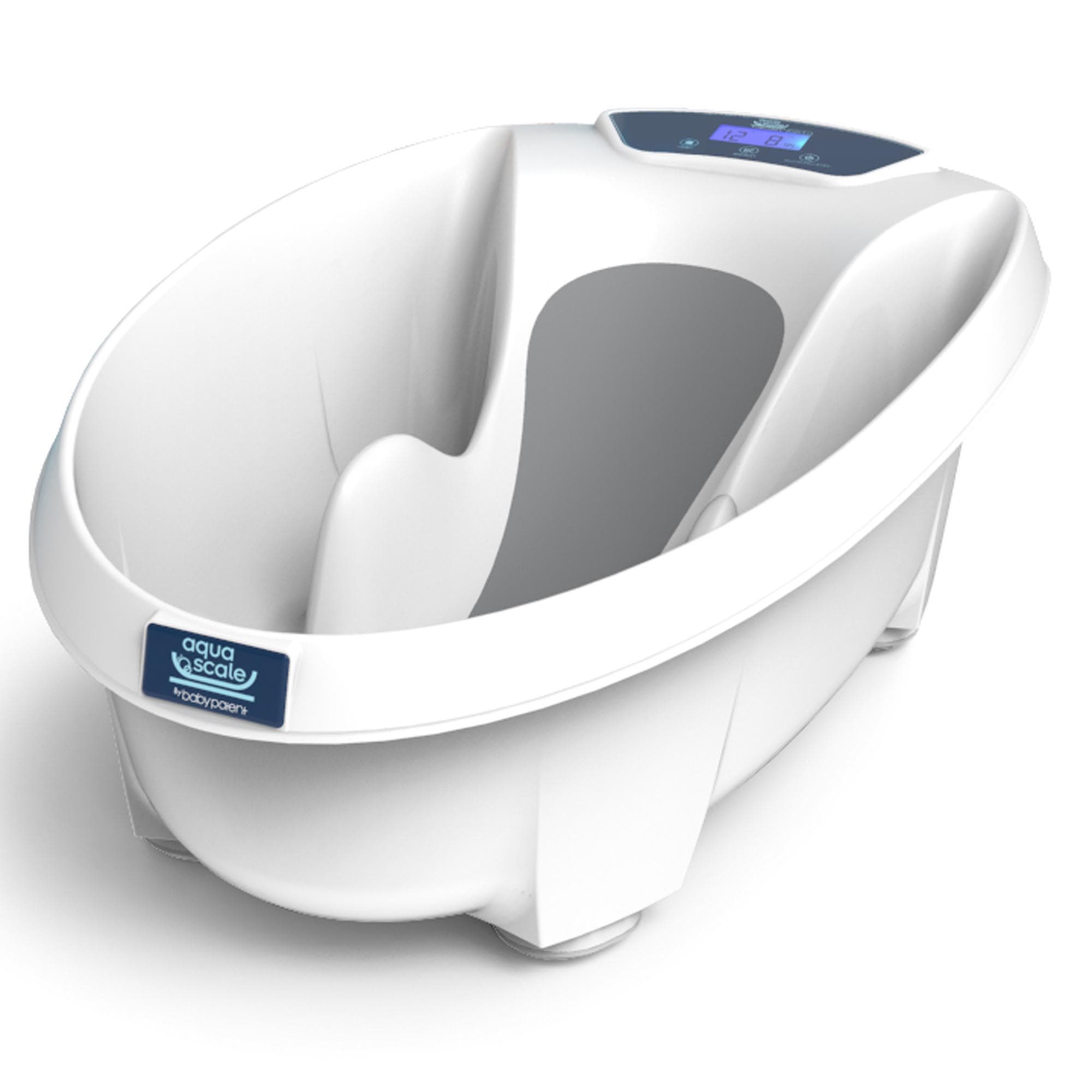 Baignoire bébé Aquascale Baby Patent blanche avec balance et thermomètre intégrés