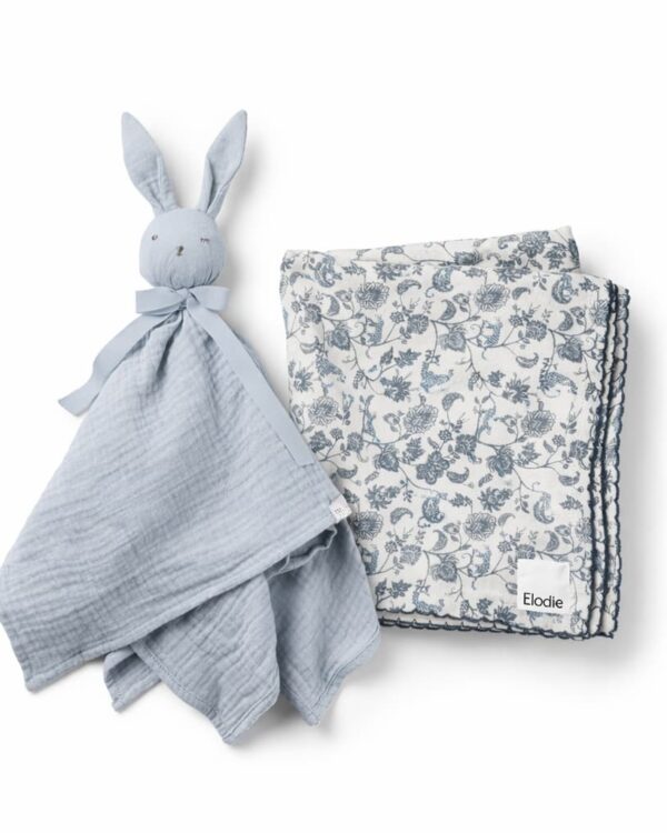 Kit dodo bébé Elodie Frans avec doudou Blinkie bleu Sunrise Blue et couverture bébé Garden Leo Toile