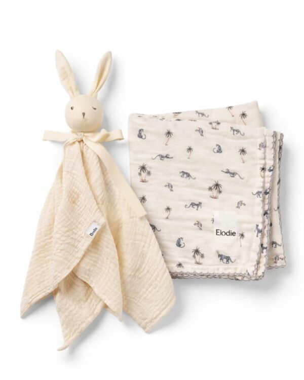 Kit dodo bébé Elodie avec doudou Blinkie Otis écru et couverture bébé Garden Leo’s Resort