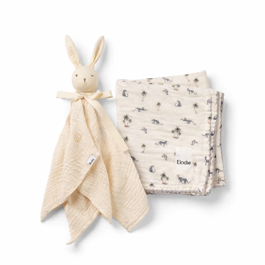 Kit dodo bébé Elodie avec doudou Blinkie Otis écru et couverture bébé Garden Leo’s Resort