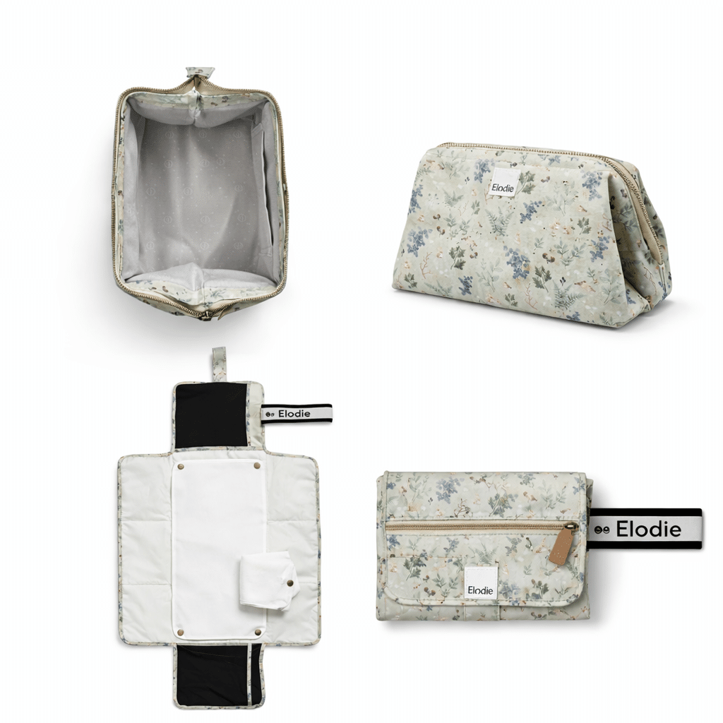 Pack change nomade Elodie Fairytale Forest avec trousse de toilette et tapis à langer transportable en 4 vues