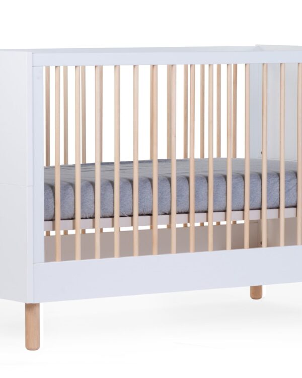 Lit bébé évolutif Childhome Wonder White 70 x 140 cm avec matelas gris