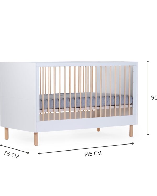 Dimensions du lit bébé évolutif Childhome Wonder White 70 x 140 cm