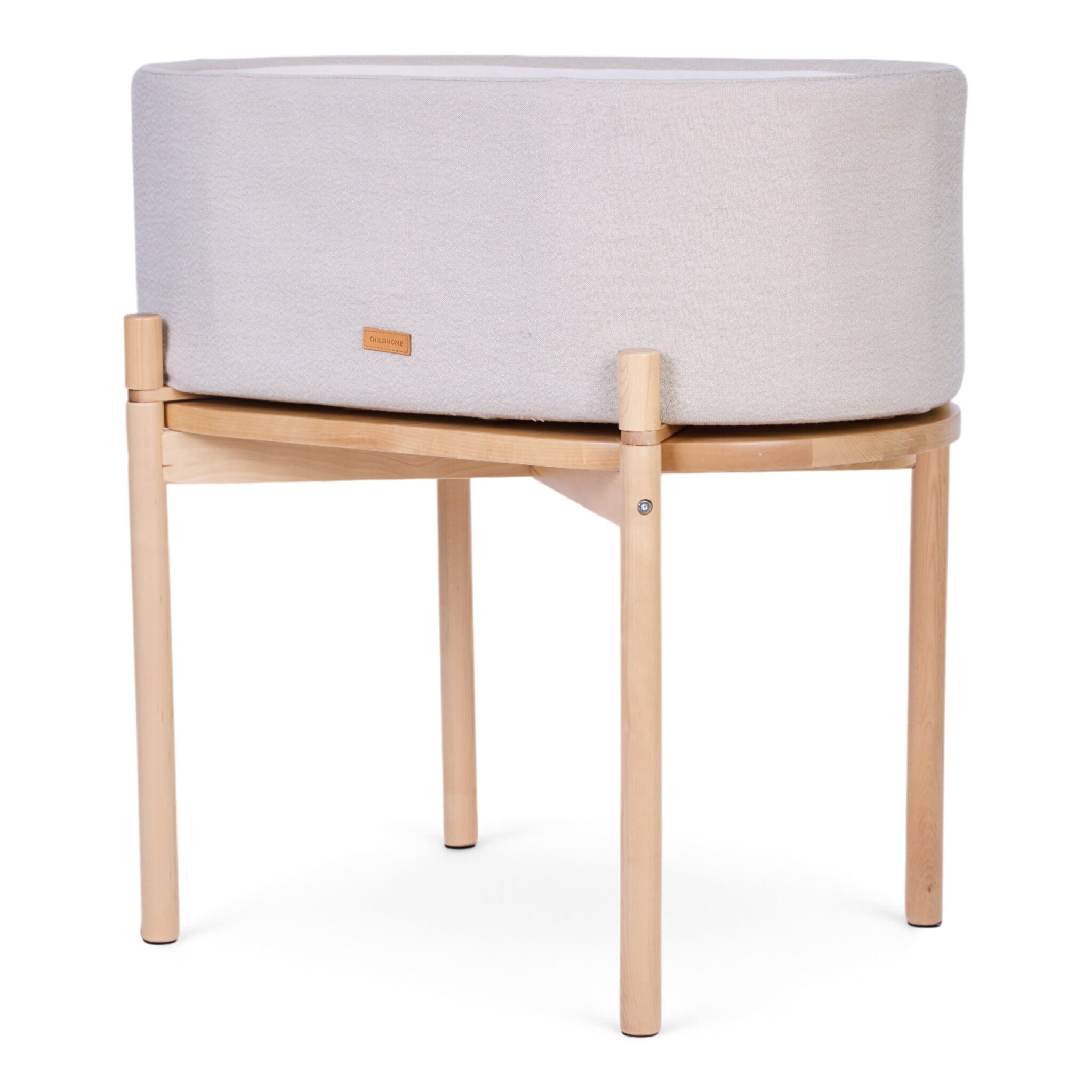 Berceau 2 en 1 évolutif Childhome Linnen Effect Beige avec support en bois clair