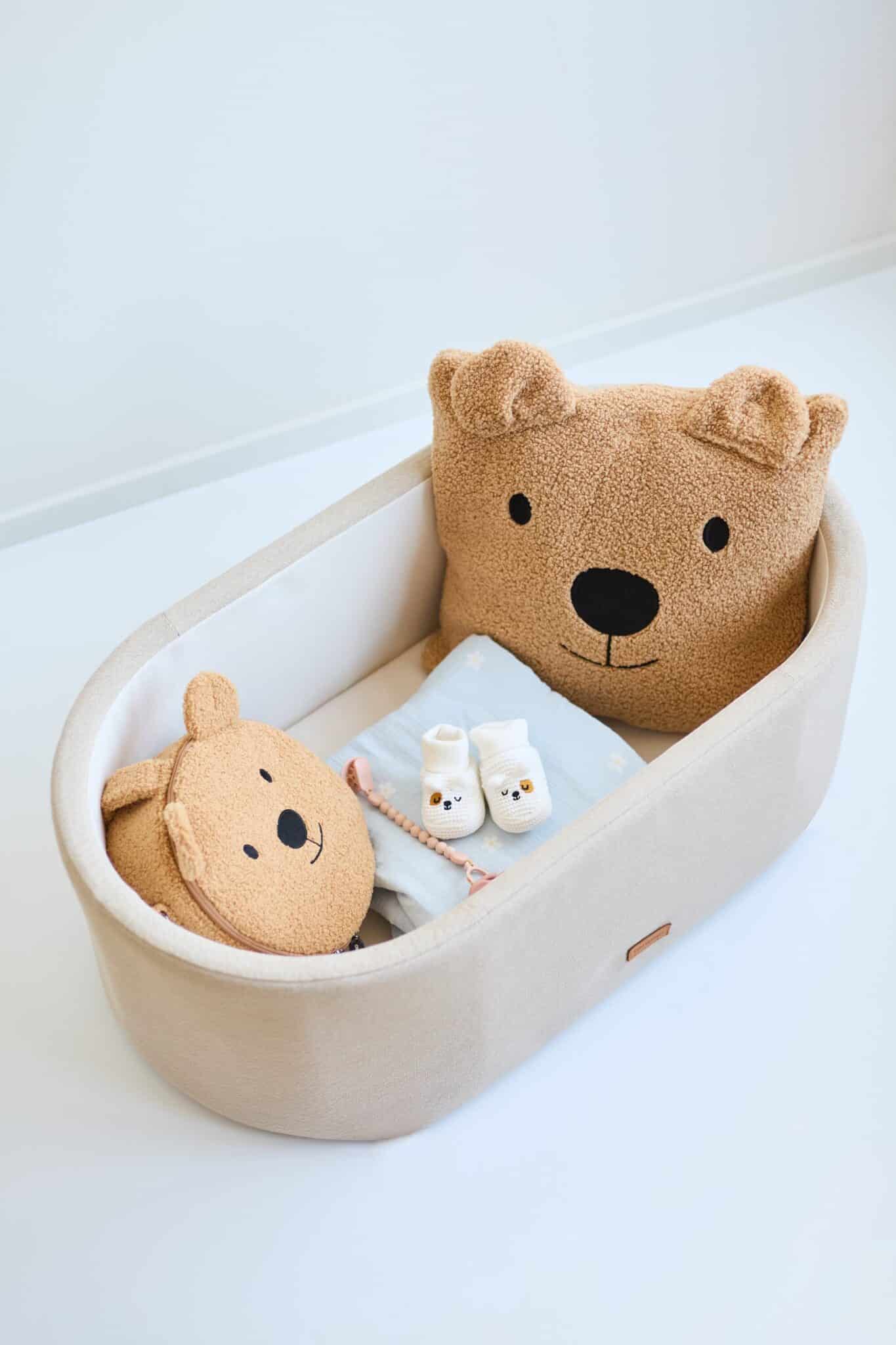 Berceau 2 en 1 évolutif Childhome Linnen Effect Beige avec peluches et accessoires bébé