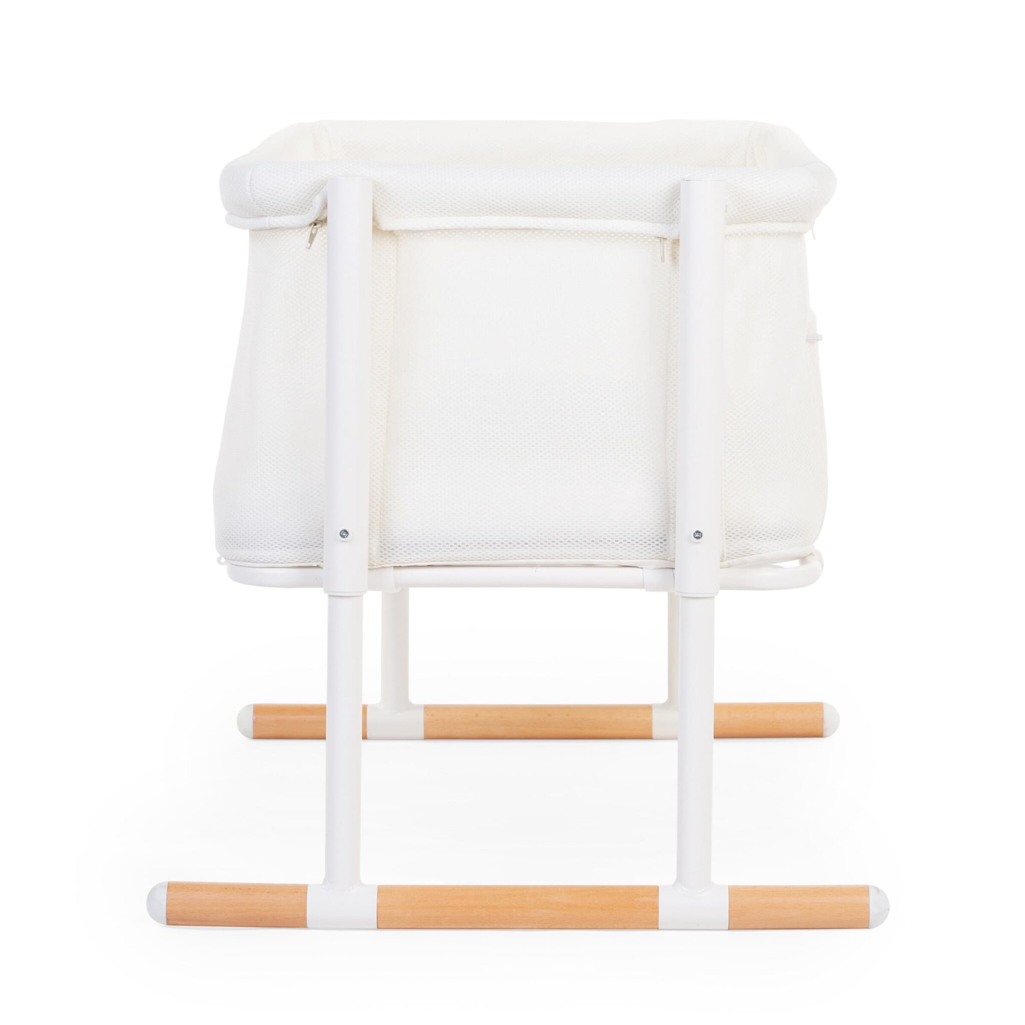 Vue de profil du cododo EVOLUX 2 en 1 Childhome Natural White avec structure blanche et bois