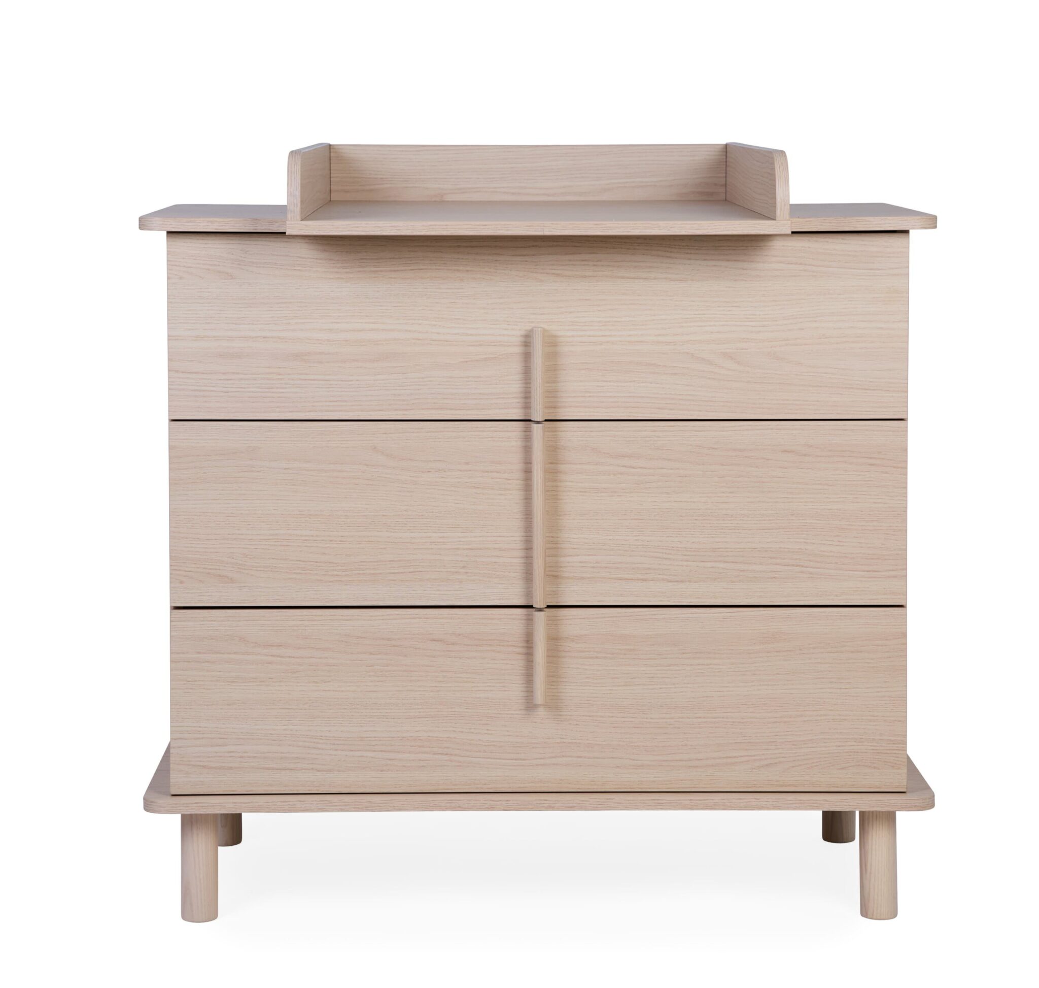 Vue de face de la commode bébé Childhome Nordica Natural avec plan à langer amovible