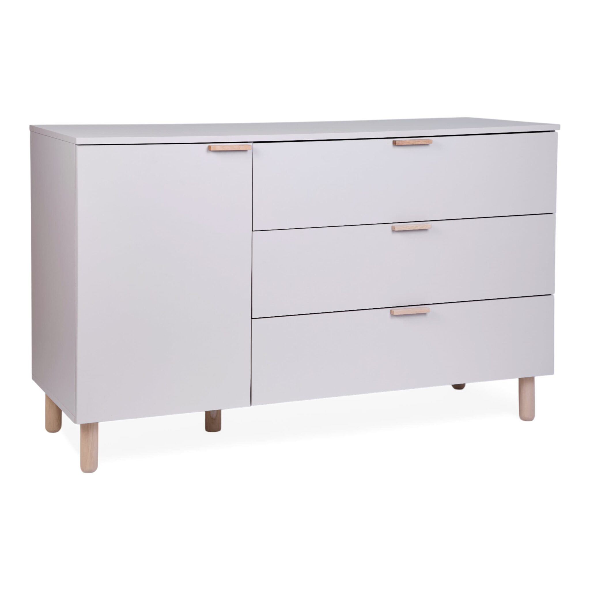 Vue 3/4 de la commode bébé Childhome coloris Clay sans plan à langer amovible