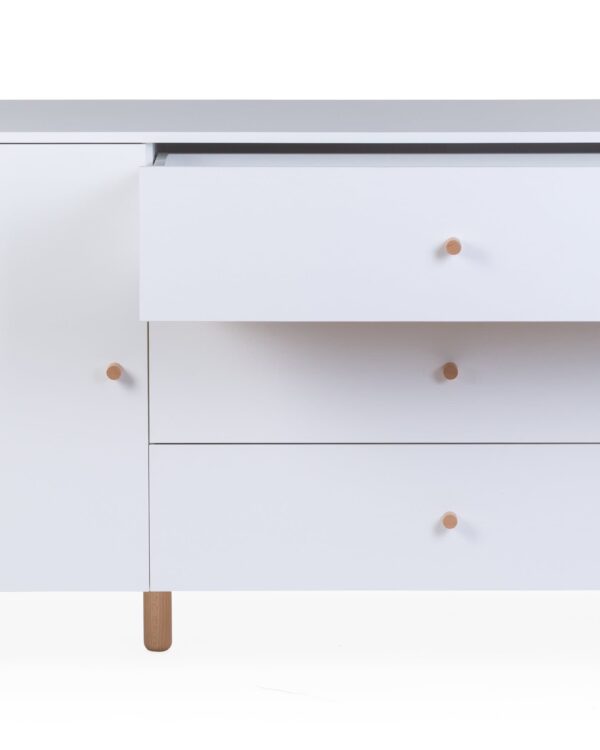 Commode bébé Childhome Wonder White avec tiroir ouvert
