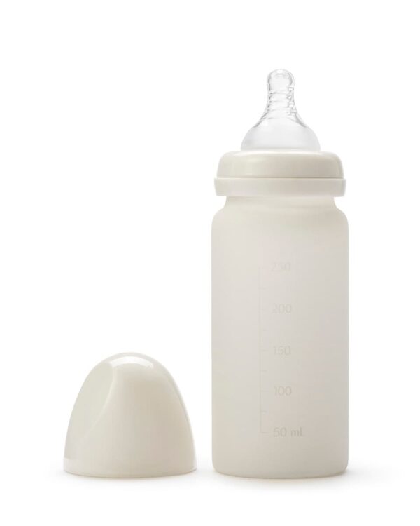 Biberon en verre Elodie Vanilla White avec tétine silicone et capuchon