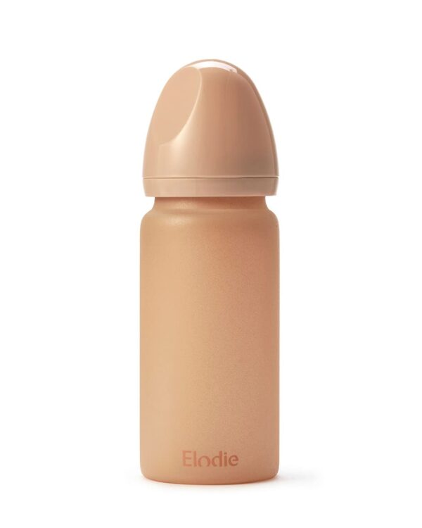 Biberon en verre Elodie Blushing Pink fermé avec capuchon anti-poussière