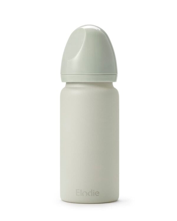 Biberon en verre Elodie Mineral Green fermé avec capuchon anti-poussière